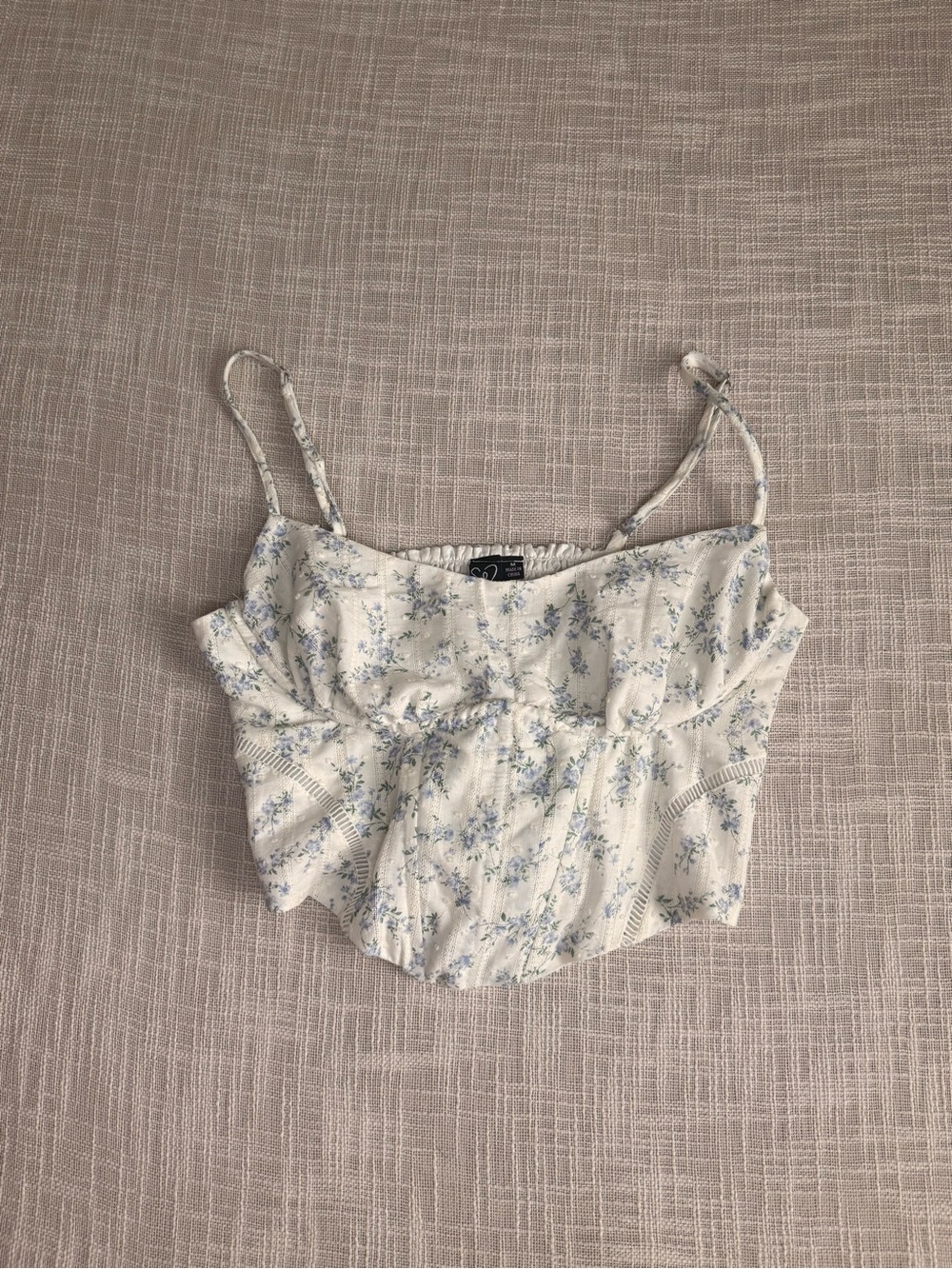 Windsor Blue Floral Corset Cami Top Size M Coquette Cottagecore